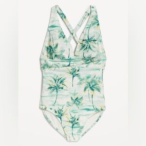 Old Navy Blue Scenic V-Neck One Piece Swim Suit - New - Size 3X